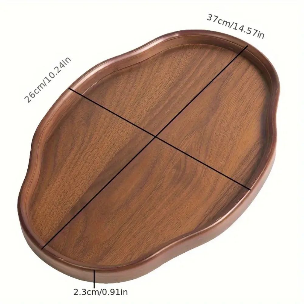 Serving Tray Vintage-Style Irregular Shape Bamboo & Recycled Wood