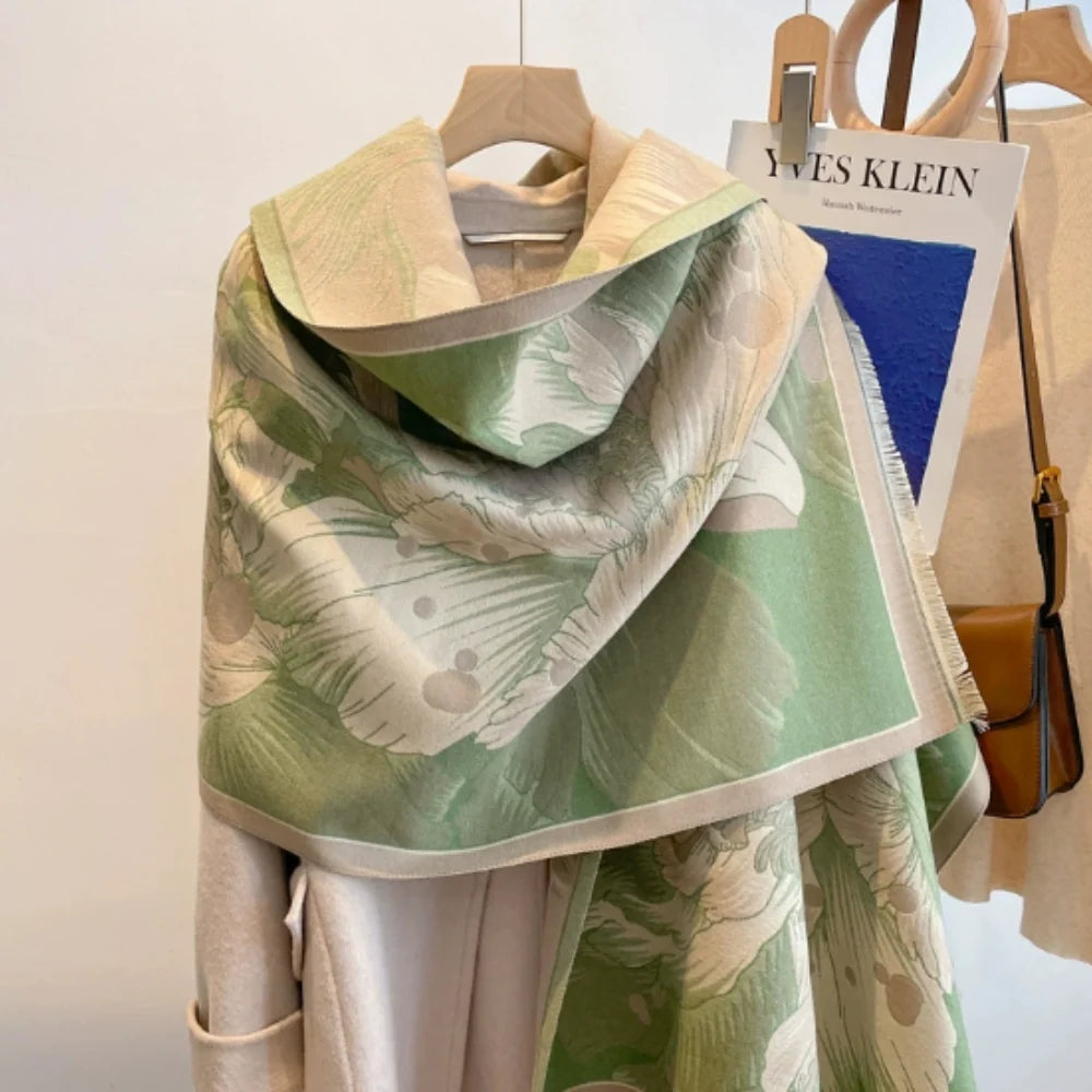 Shawl Floral Jacquard Soft Microfiber Blend