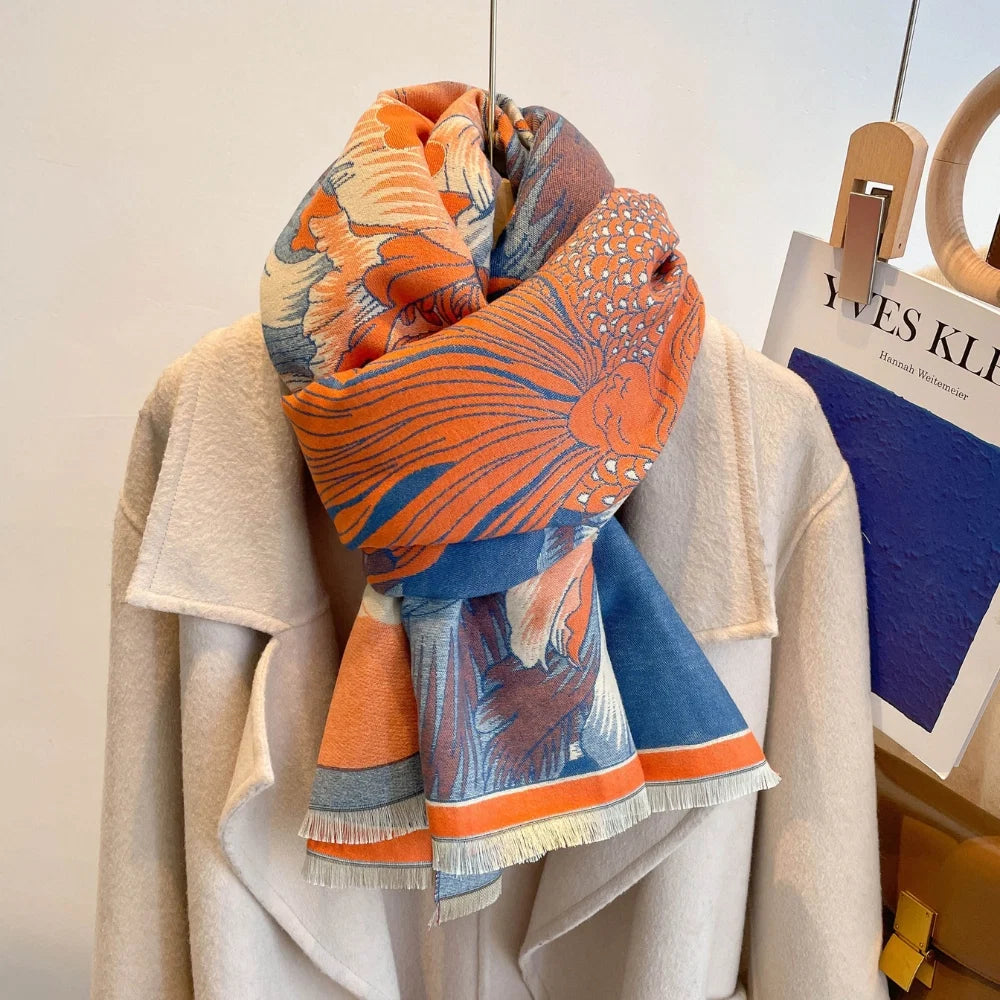 Shawl Floral Jacquard Soft Microfiber Blend