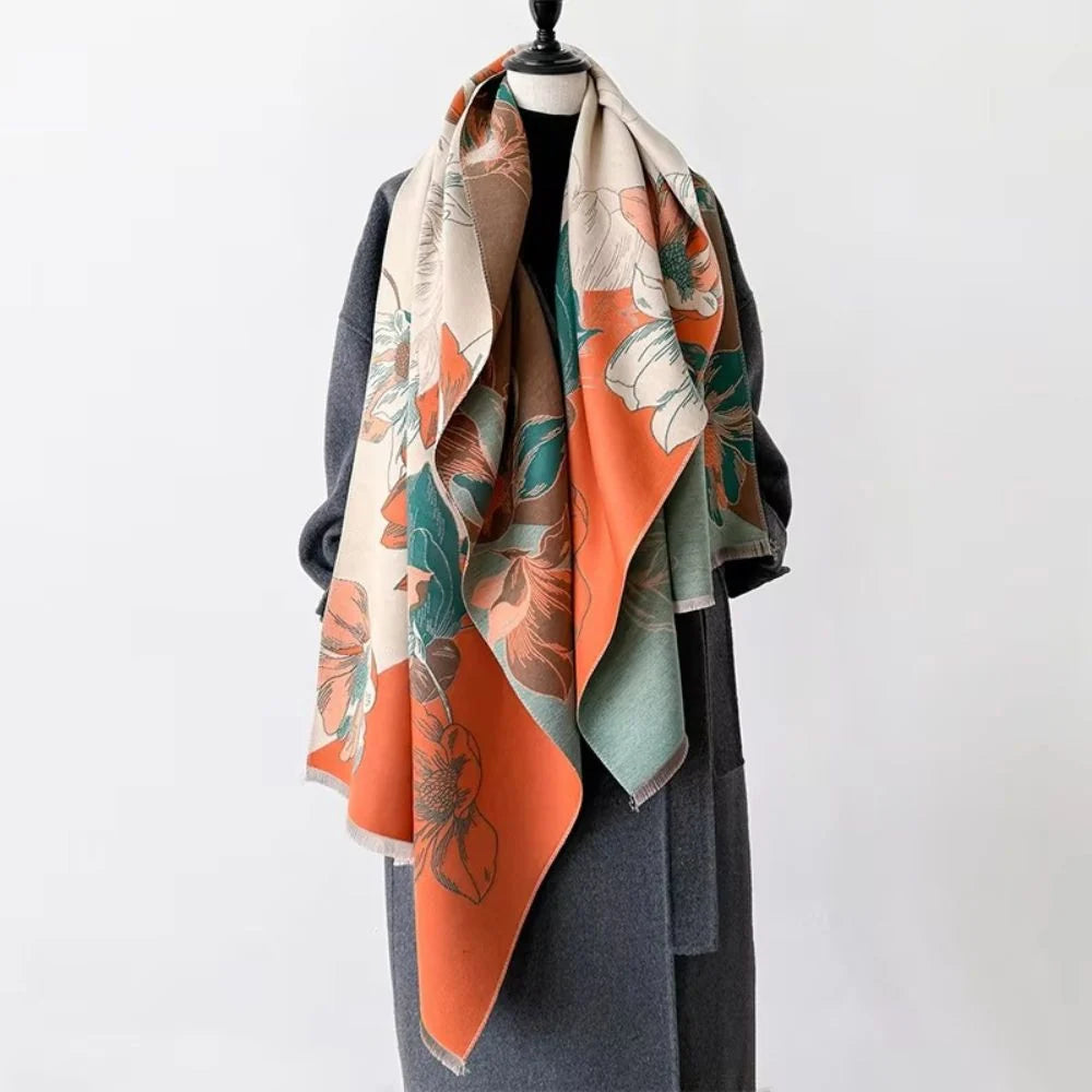 Shawl Reversible Floral Microfiber Blend 71 Inch