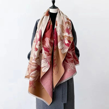 Shawl Reversible Floral Microfiber Blend 71 Inch