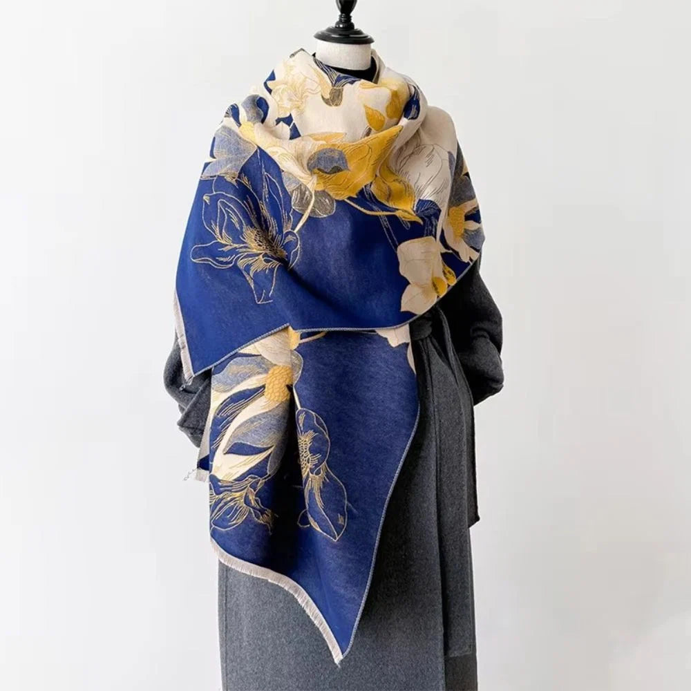 Shawl Reversible Floral Microfiber Blend 71 Inch