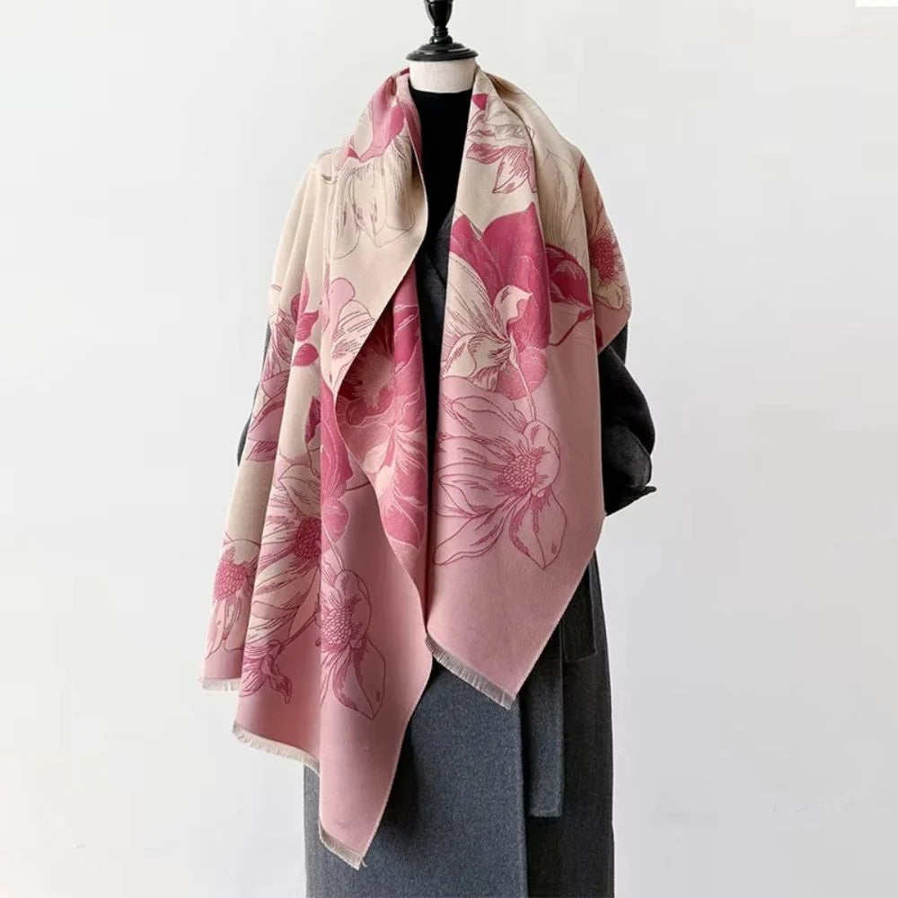 Shawl Reversible Floral Microfiber Blend 71 Inch