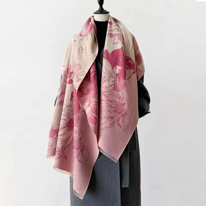 Shawl Reversible Floral Microfiber Blend 71 Inch