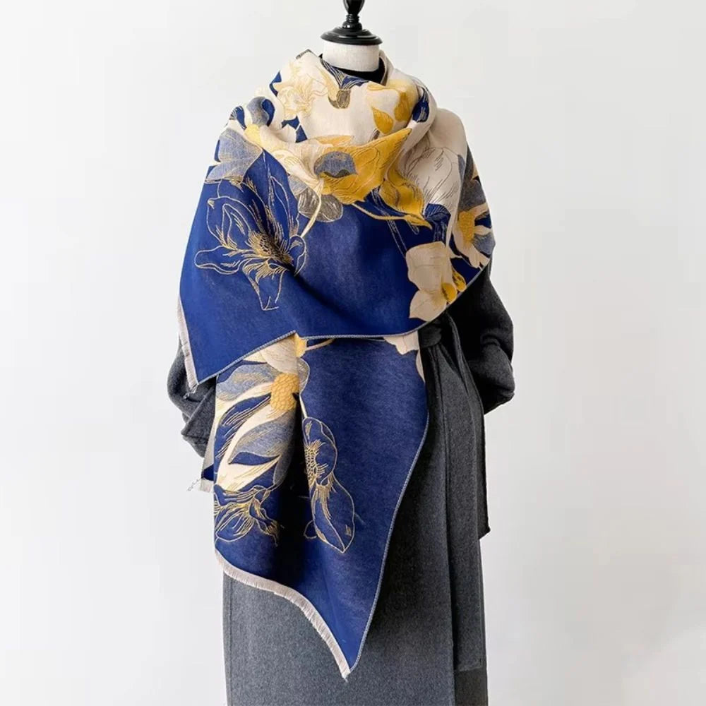 Shawl Reversible Floral Microfiber Blend 71 Inch