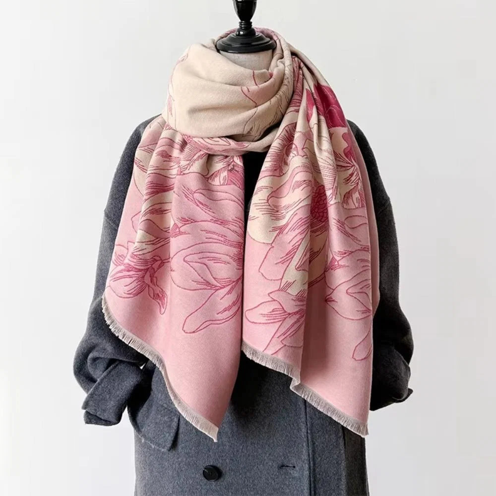 Shawl Reversible Floral Microfiber Blend 71 Inch
