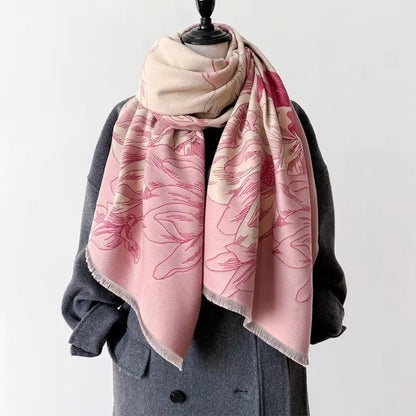 Shawl Reversible Floral Microfiber Blend 71 Inch