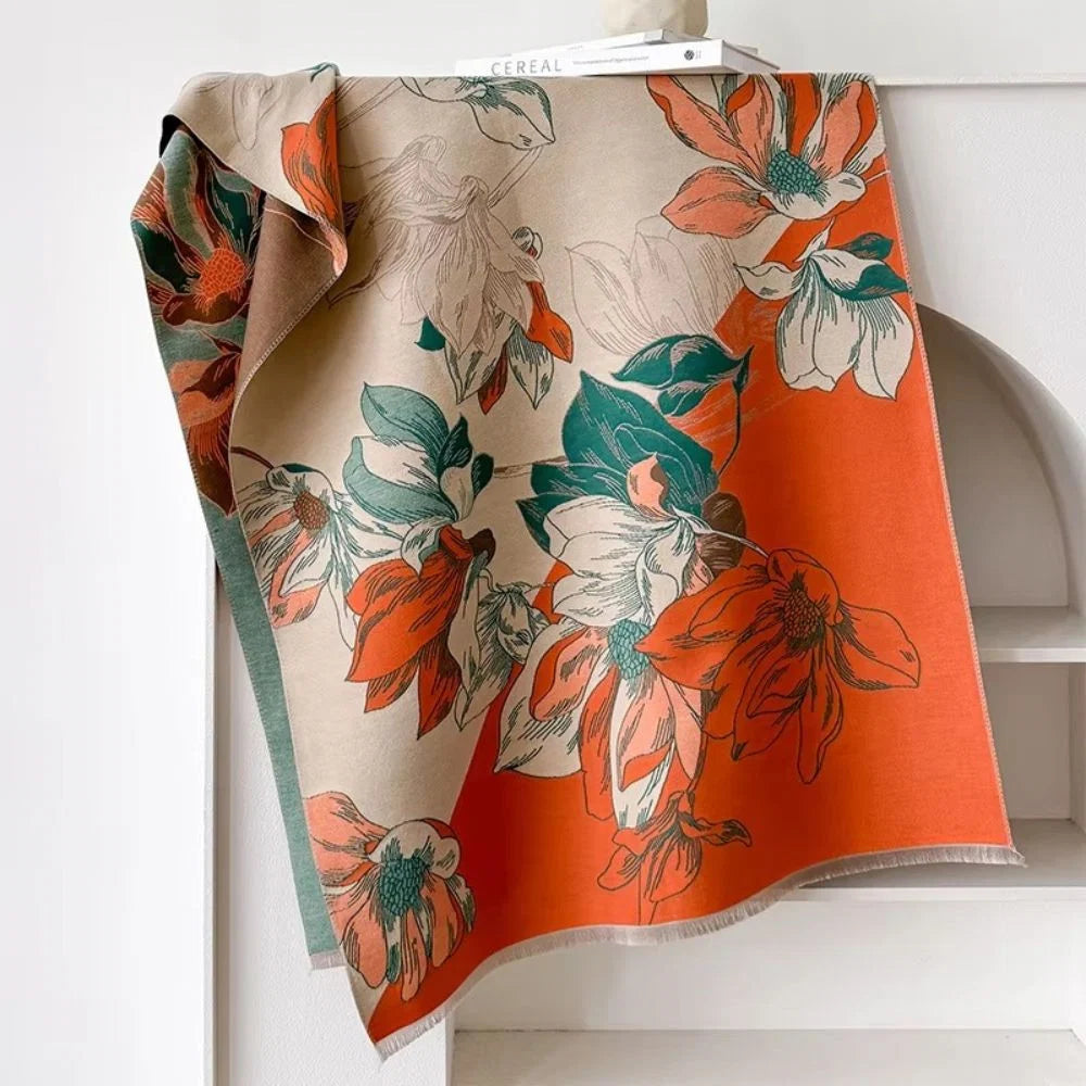 Shawl Reversible Floral Microfiber Blend 71 Inch