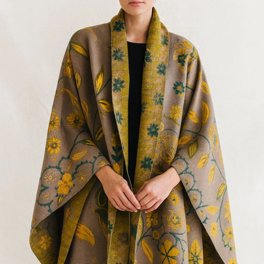 Shawl Scarf Double-Sided Floral Microfiber Blend