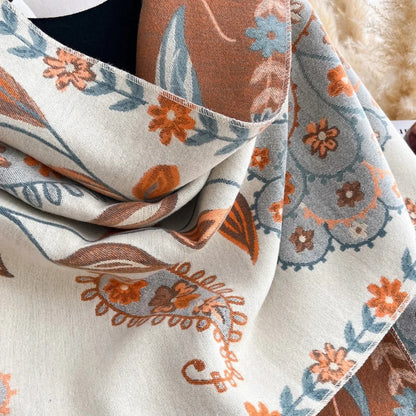Shawl Scarf Double-Sided Floral Microfiber Blend