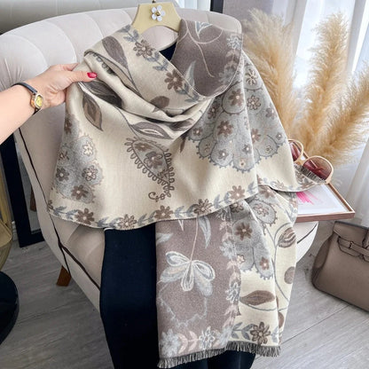 Shawl Scarf Double-Sided Floral Microfiber Blend