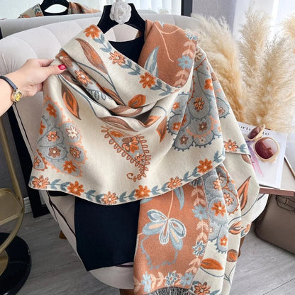 Shawl Scarf Double-Sided Floral Microfiber Blend