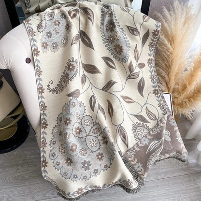 Shawl Scarf Double-Sided Floral Microfiber Blend