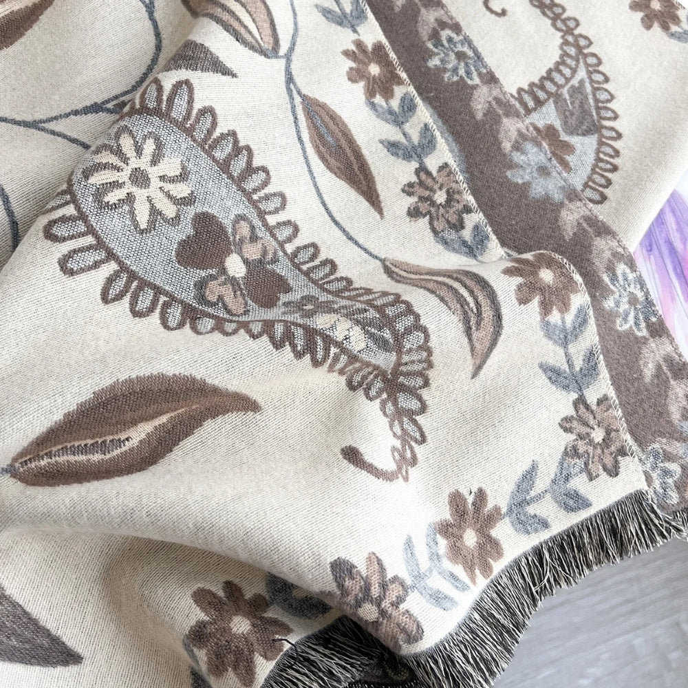 Shawl Scarf Double-Sided Floral Microfiber Blend