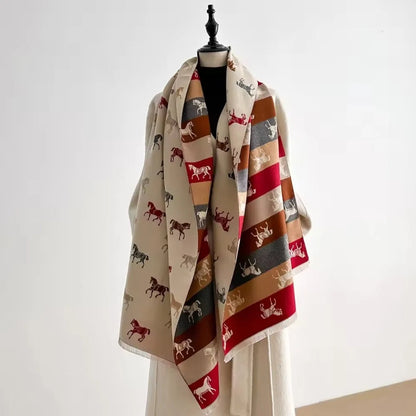 Shawl Scarf Horse Print Microfiber Machine Washable