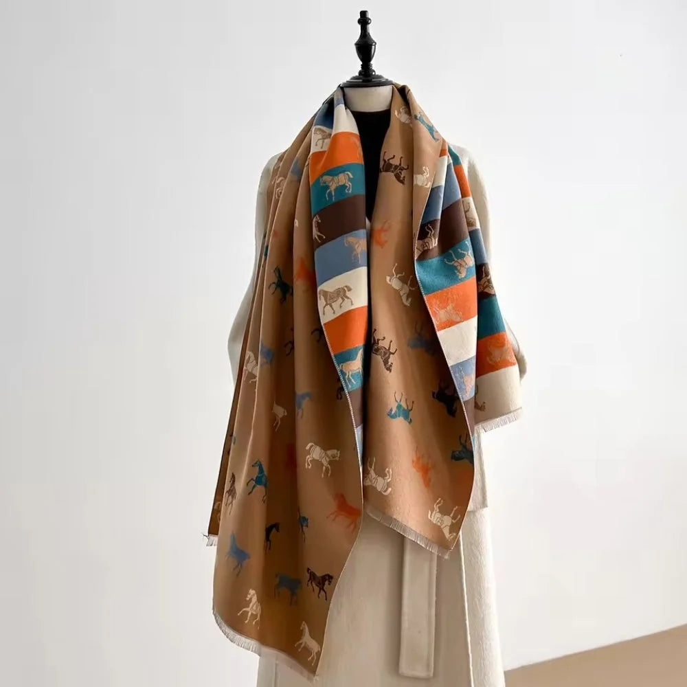 Shawl Scarf Horse Print Microfiber Machine Washable