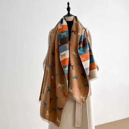 Shawl Scarf Horse Print Microfiber Machine Washable
