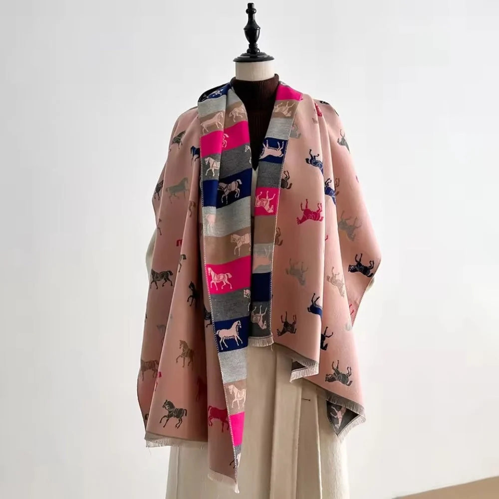 Shawl Scarf Horse Print Microfiber Machine Washable