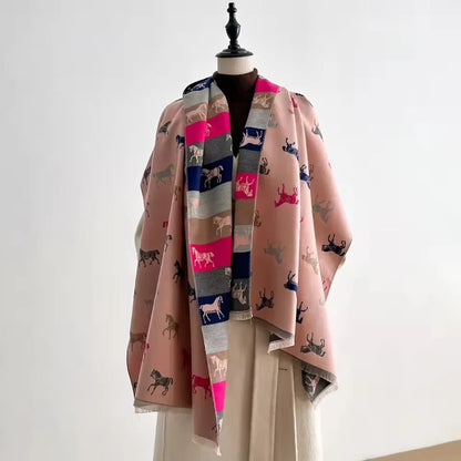 Shawl Scarf Horse Print Microfiber Machine Washable