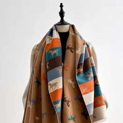 Shawl Scarf Horse Print Microfiber Machine Washable