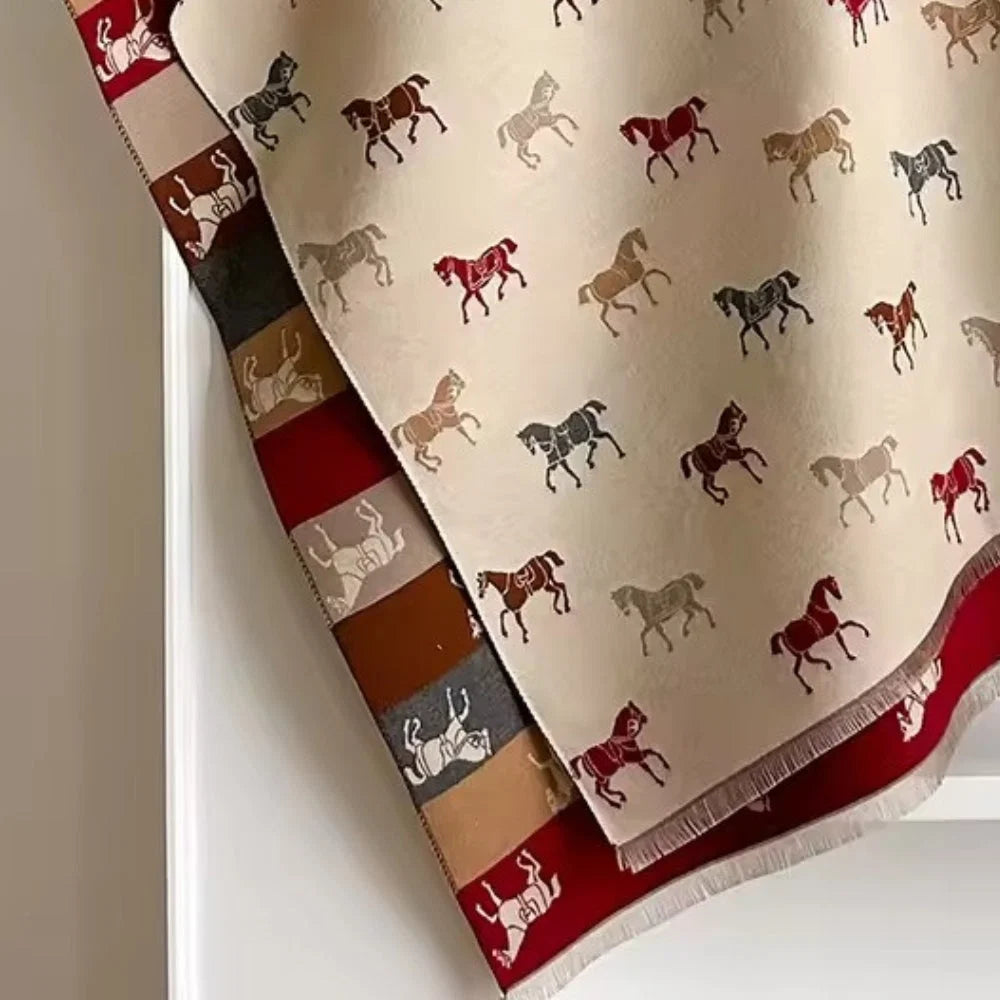 Shawl Scarf Horse Print Microfiber Machine Washable