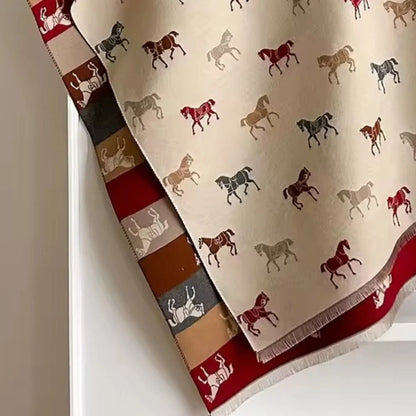 Shawl Scarf Horse Print Microfiber Machine Washable