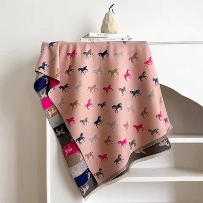 Shawl Scarf Horse Print Microfiber Machine Washable