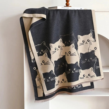 Shawl & Scarf Microfiber Blend Cat Jacquard