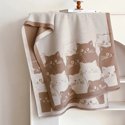 Shawl & Scarf Microfiber Blend Cat Jacquard