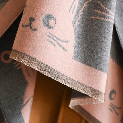 Shawl & Scarf Microfiber Blend Cat Jacquard