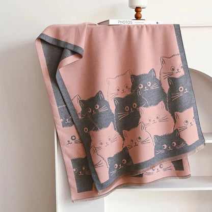 Shawl & Scarf Microfiber Blend Cat Jacquard