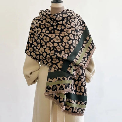 Shawl Scarf Reversible Wool-Blend Jacquard