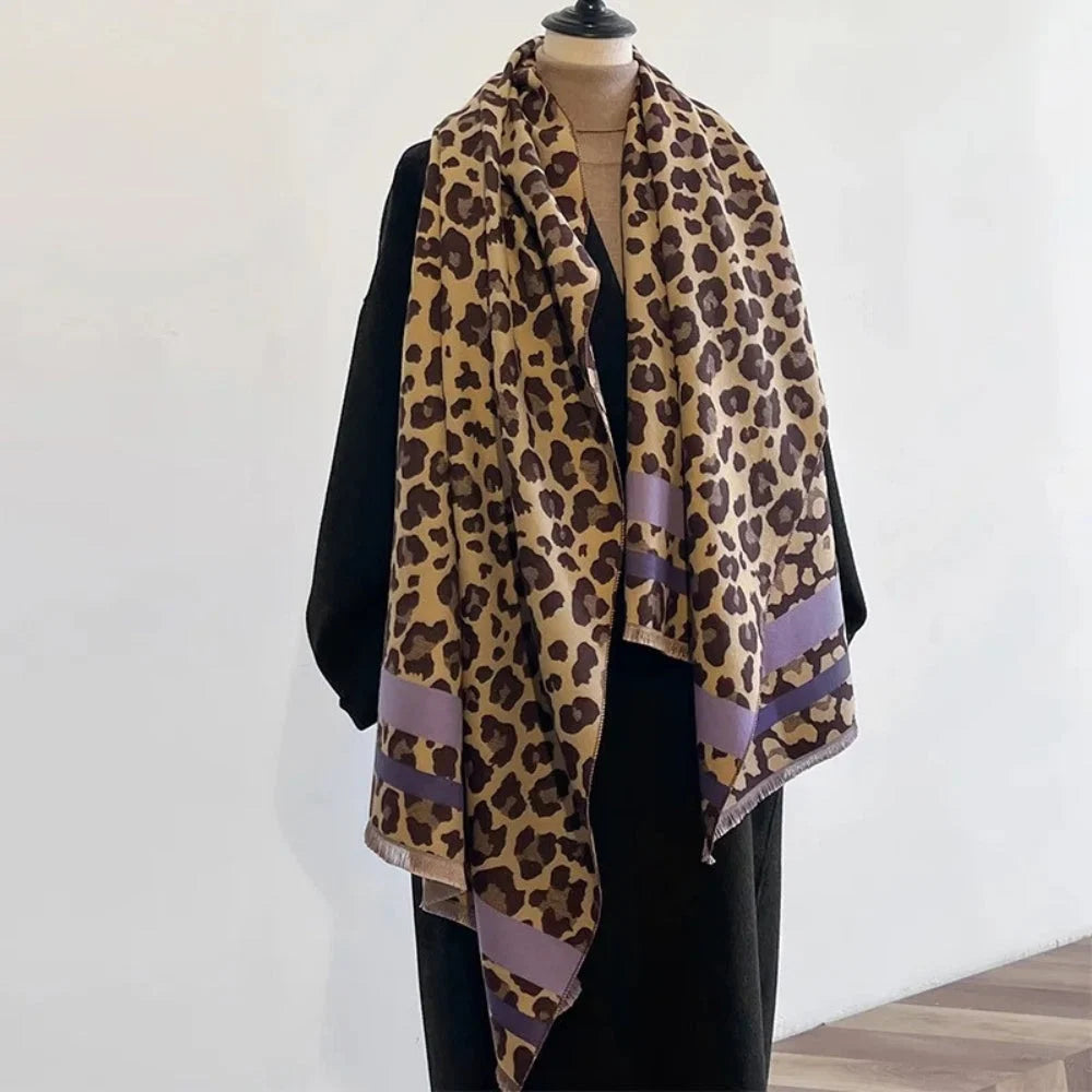 Shawl Scarf Reversible Wool-Blend Jacquard