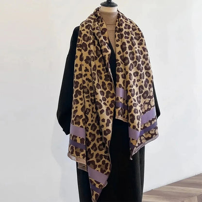 Shawl Scarf Reversible Wool-Blend Jacquard