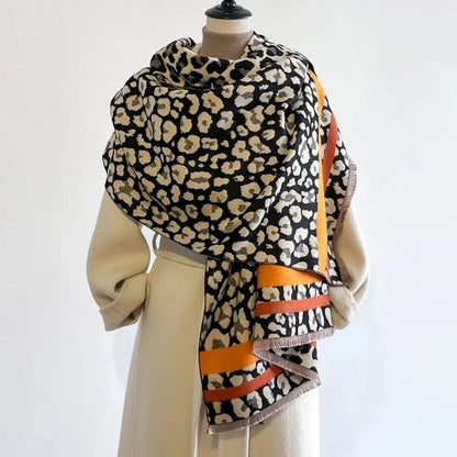 Shawl Scarf Reversible Wool-Blend Jacquard