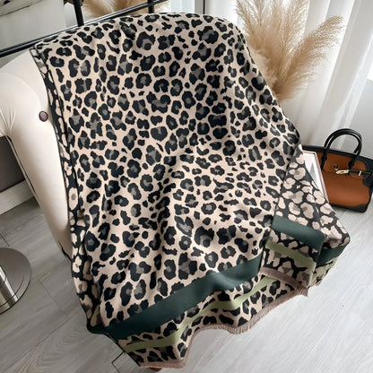 Shawl Scarf Reversible Wool-Blend Jacquard