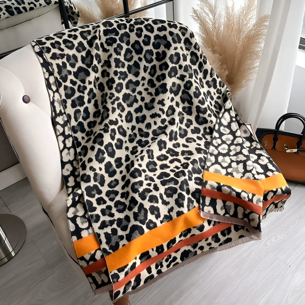 Shawl Scarf Reversible Wool-Blend Jacquard