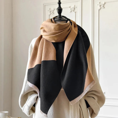 Shawl Two-Tone Geometric Microfiber Blend
