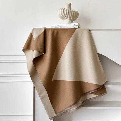 Shawl Two-Tone Geometric Microfiber Blend