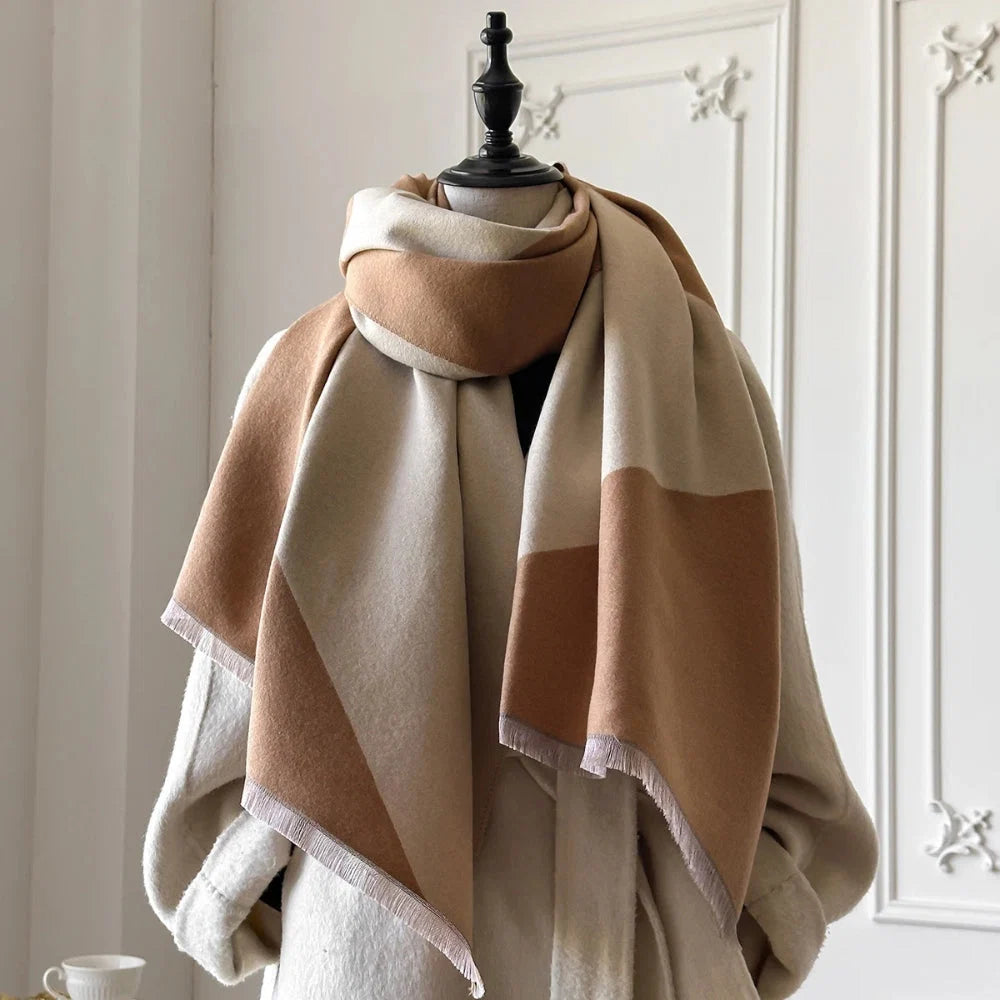 Shawl Two-Tone Geometric Microfiber Blend