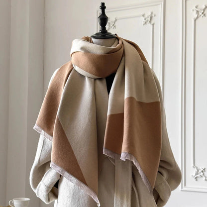 Shawl Two-Tone Geometric Microfiber Blend