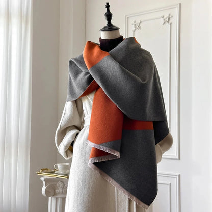 Shawl Two-Tone Geometric Microfiber Blend