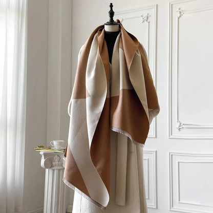 Shawl Two-Tone Geometric Microfiber Blend