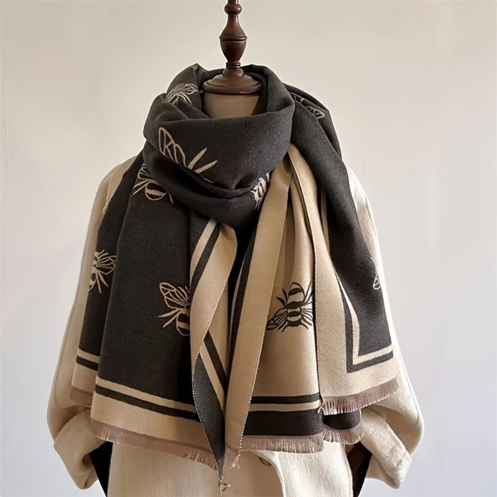 Shawl Wrap Soft Microfiber & Woven Bee-Print