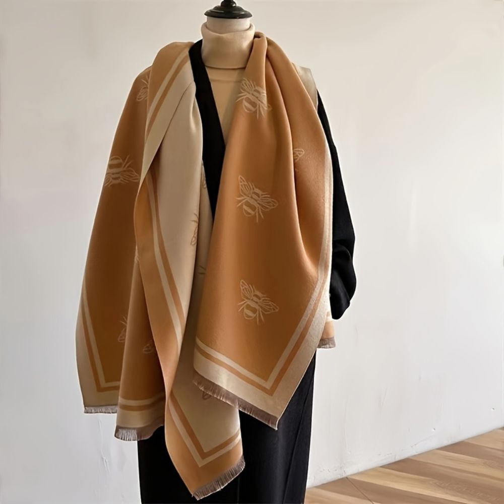 Shawl Wrap Soft Microfiber & Woven Bee-Print