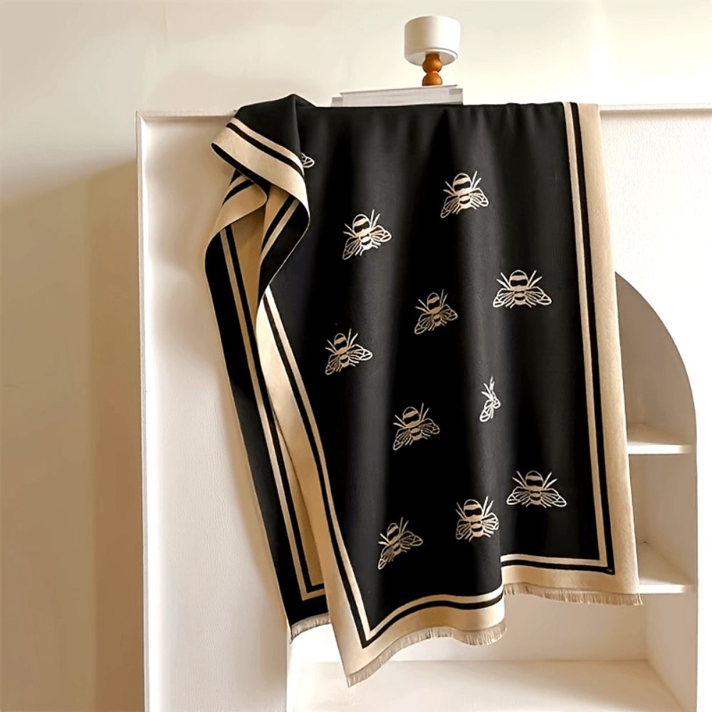 Shawl Wrap Soft Microfiber & Woven Bee-Print