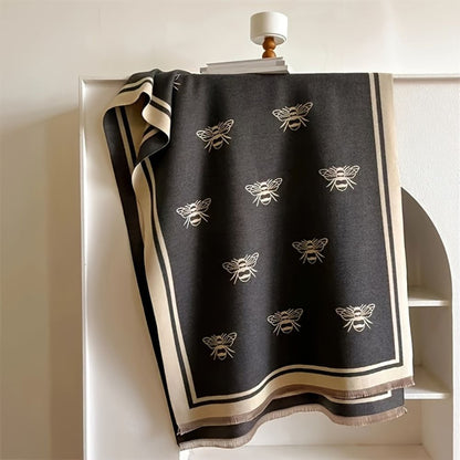 Shawl Wrap Soft Microfiber & Woven Bee-Print