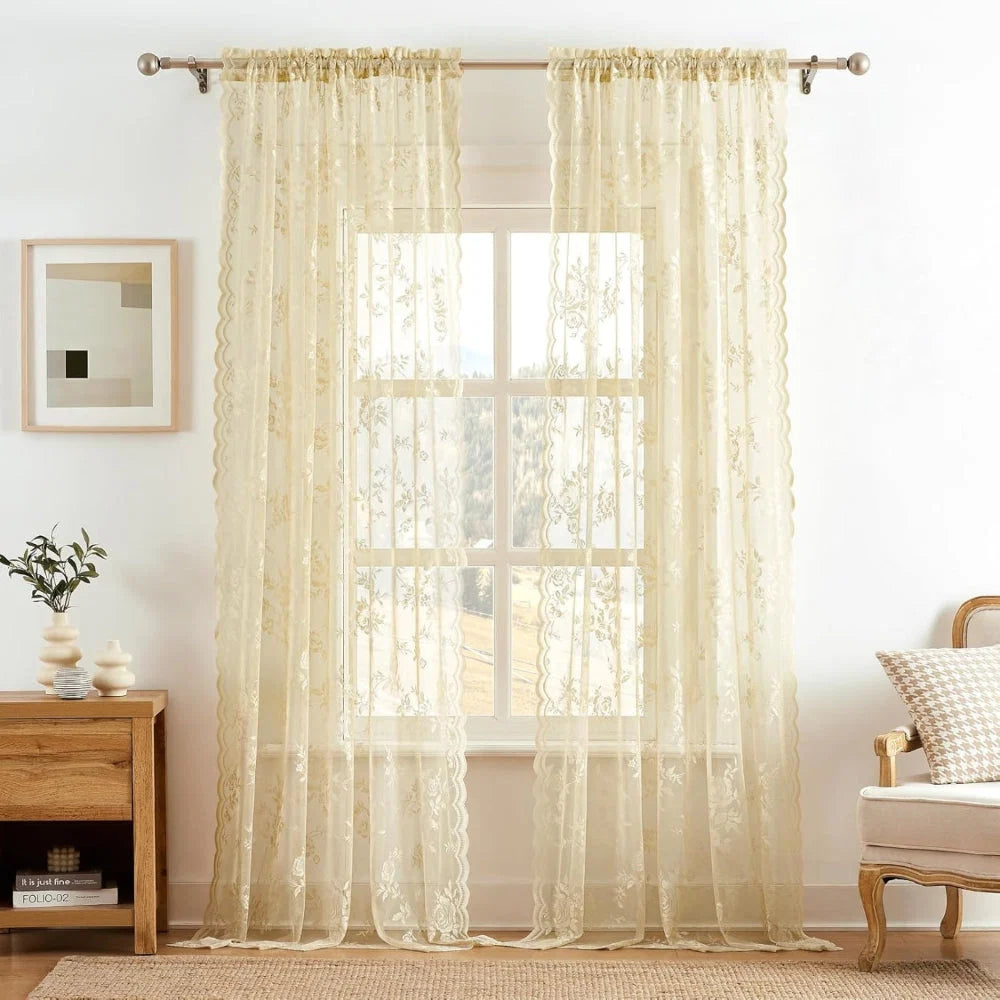 Sheer Curtain Panel Light-Filtering Microfiber Rod Pocket