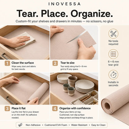 Shelf Liner Non-Adhesive Waterproof Tear-to-Size EVA Foam
