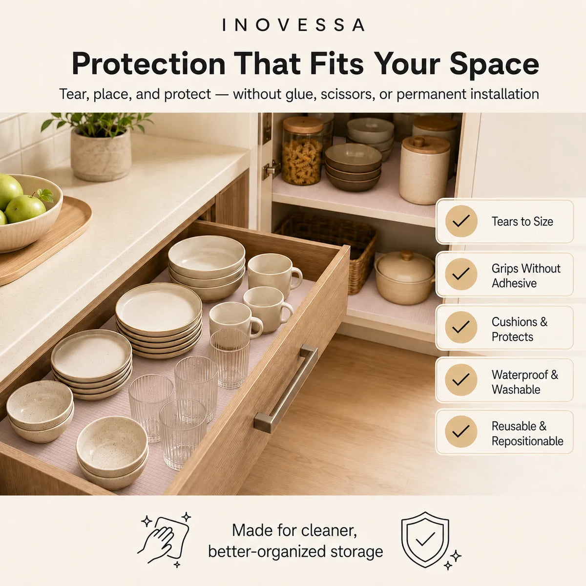 Shelf Liner Non-Adhesive Waterproof Tear-to-Size EVA Foam